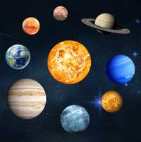 Sticker perete living sistemul solar planete fosforescent 9buc mare