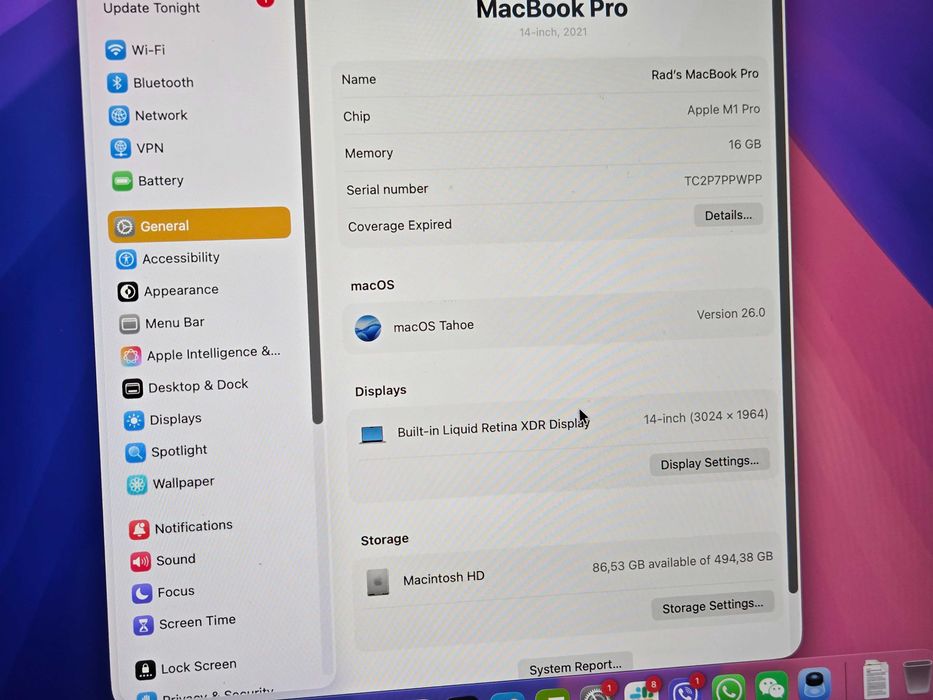 MacBook Pro 14" M1 Pro 512GB SSD 16GB RAM