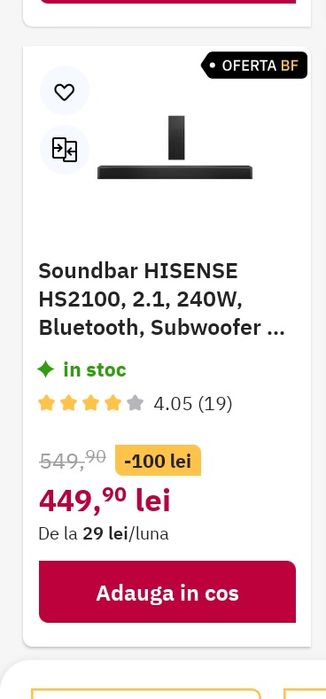 Soundbar Hisense Hs2100 240 w