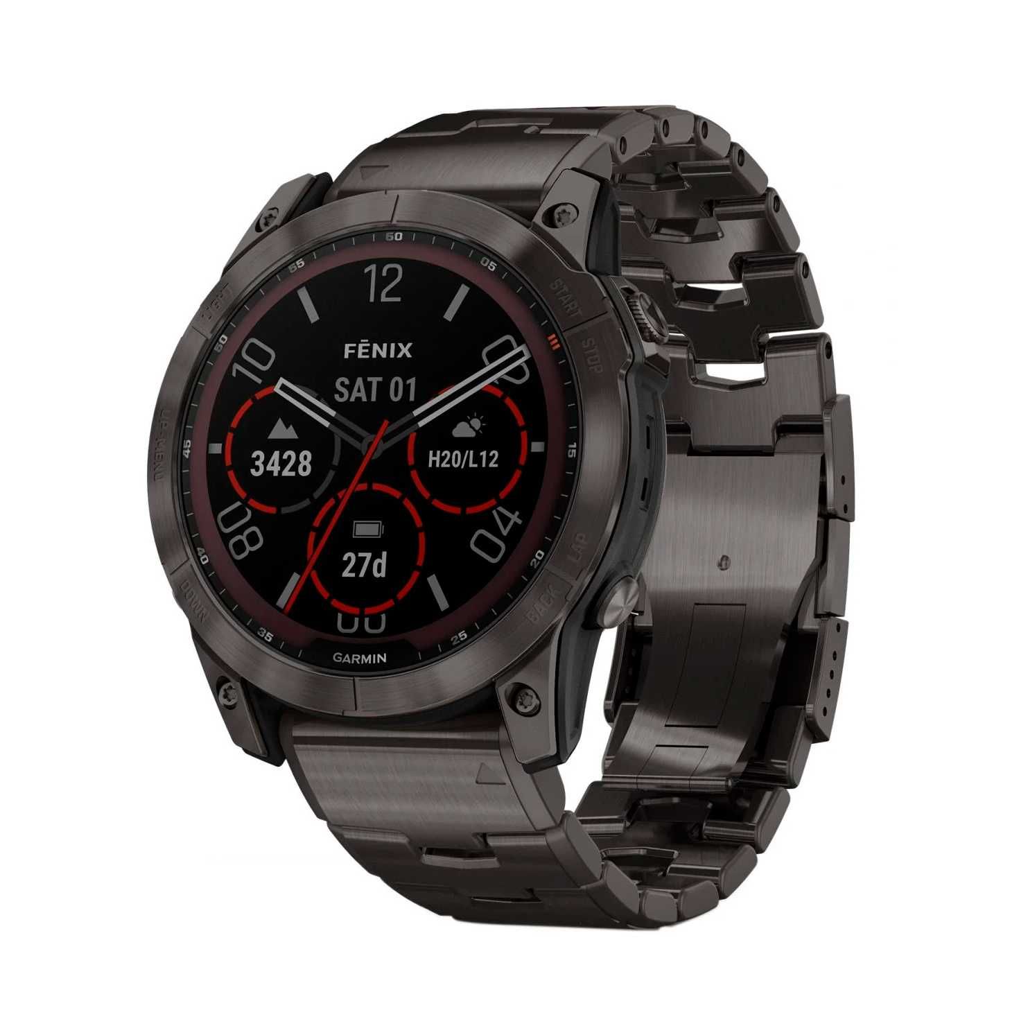 Garmin Fenix 7x Saphire Solar (carbon gray) с титановым ремешком