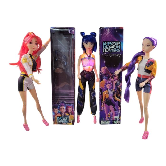 3 papusi originale k-pop demon Hunters cântătoare si lumina 32 cm