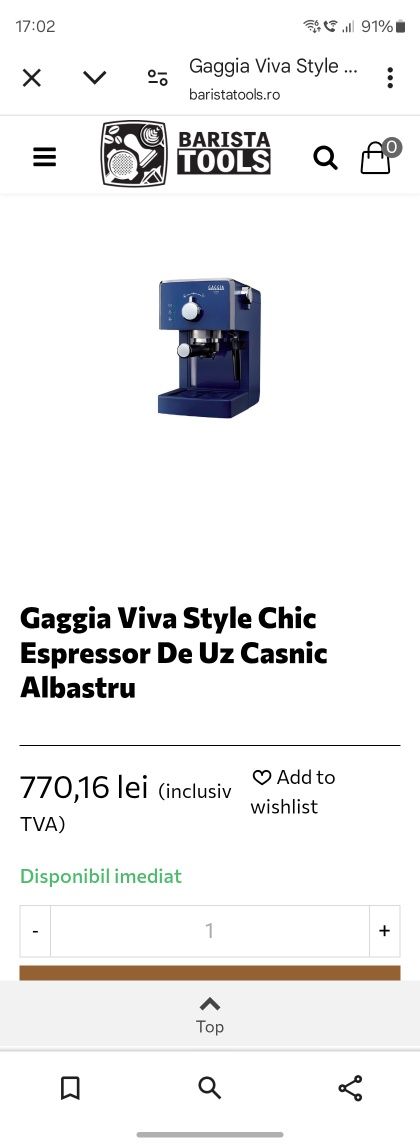Espressor Gaggia Viva chic albastru