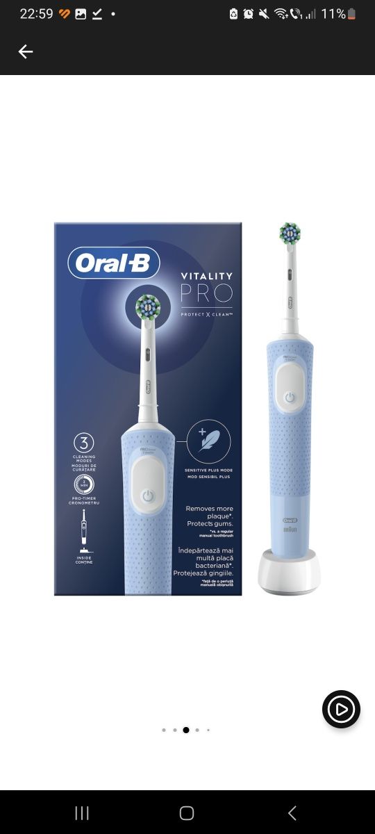 Periuta de dinti electrica Oral-B Vitality Pro, Curatare 3D, 3 program