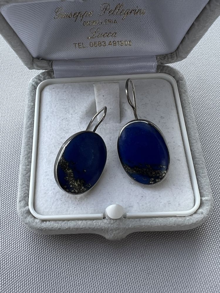 Cercei vintage din argint si lapis lazuli