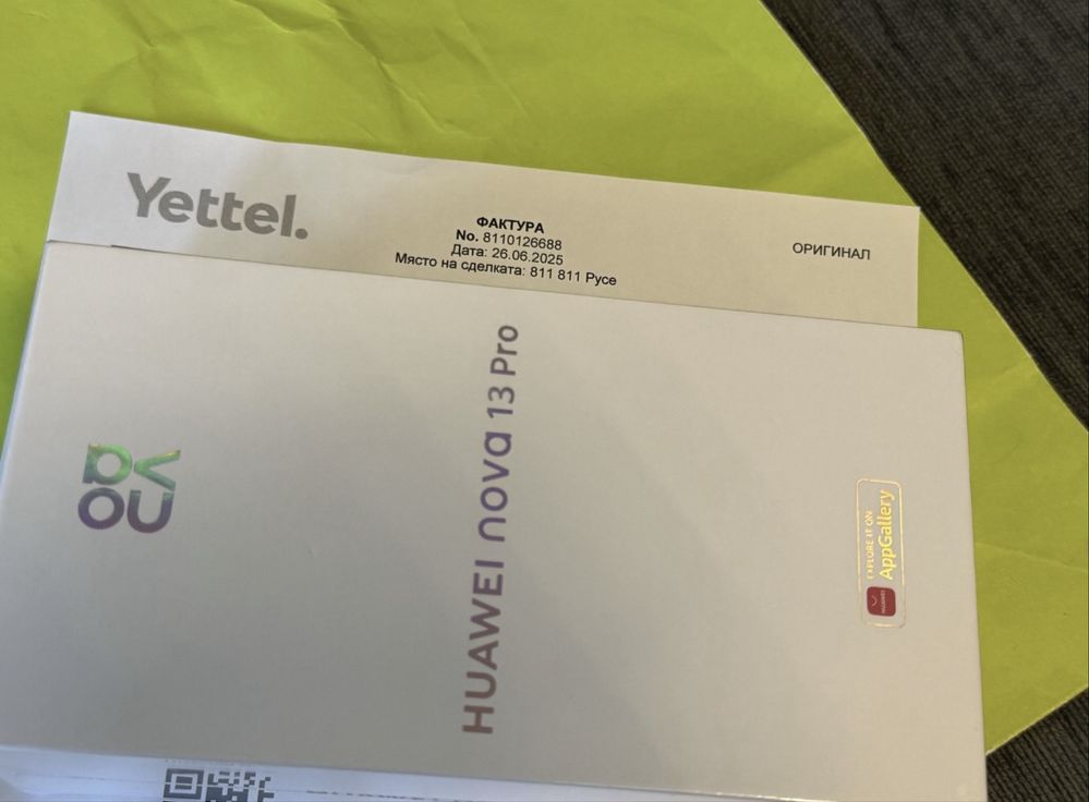 ЗАПЕЧАТАН 512GB Huawei Nova 13 Pro Yettel Гаранция 3г. 2028 Black