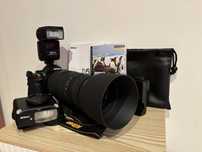 Kit foto:Nikon – DSLR+teleobiectiv Sigma 120-400mm+blițuri+accesorii