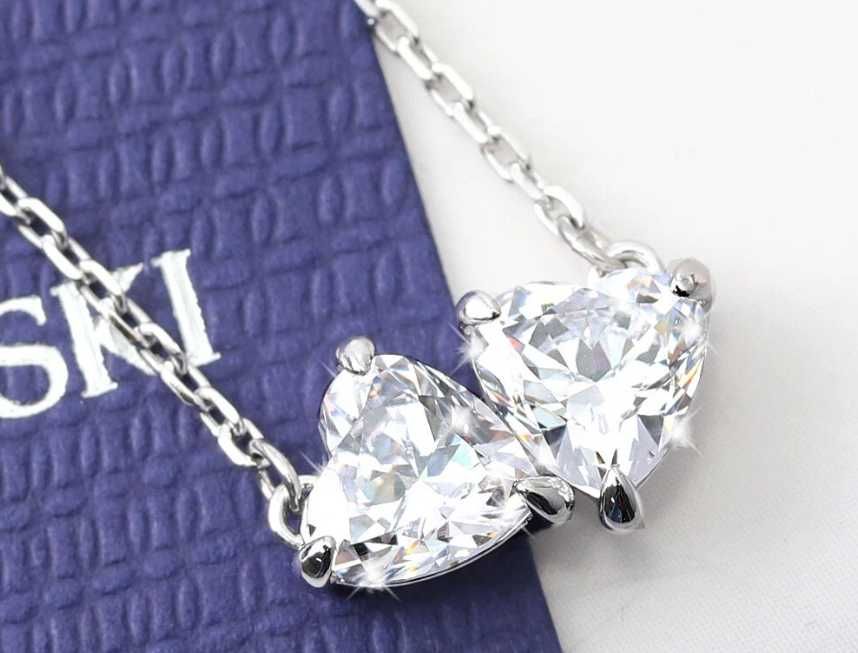 Lănțișor Swarovski 2 inimi Mesmera – Silver, 38 cm