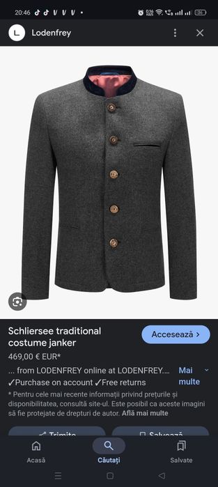 Sacou tradițional Austria Lodenfrey L