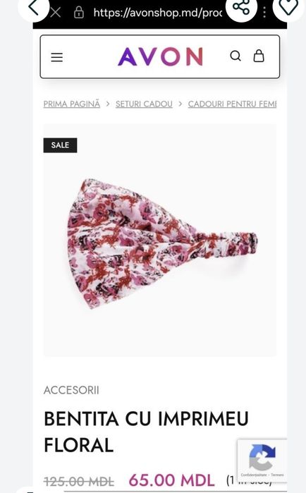 Bentita cu imprimeu floral Avon