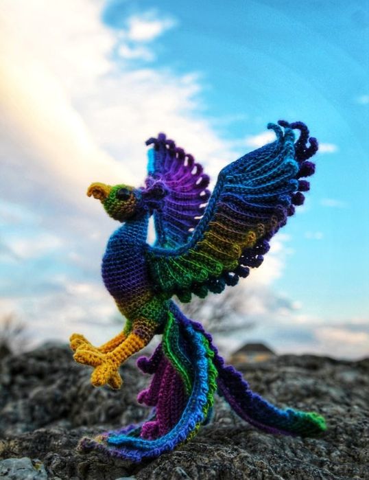 Pasăre Phoenix croșetă