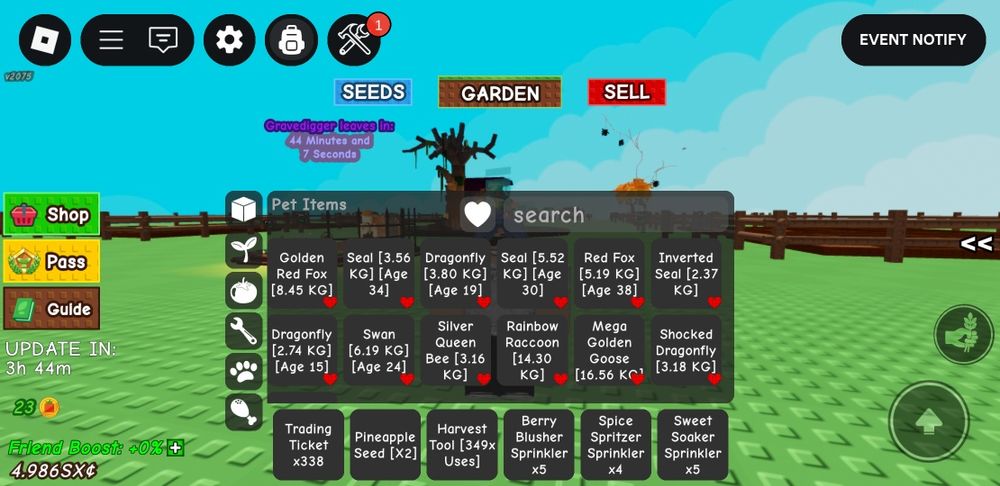 Питомцы в Вырасти сад-Grow a Garden