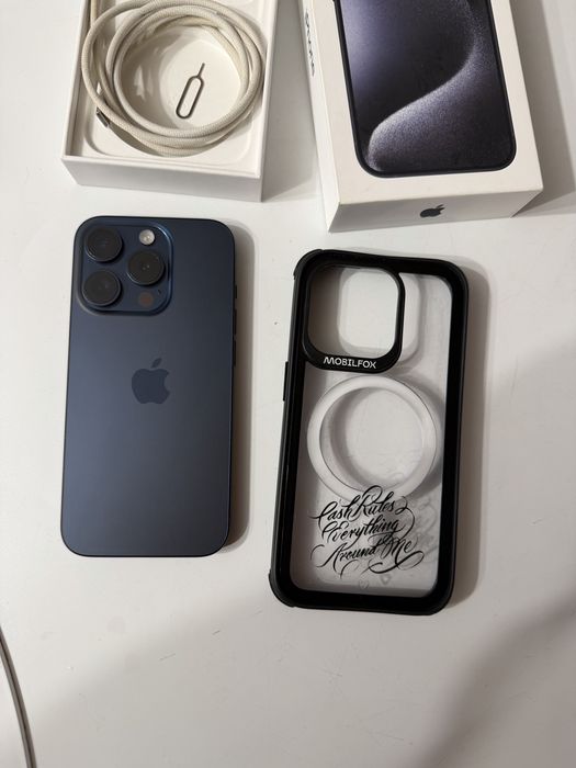 Telefon mobil Apple iPhone 15 Pro, 128GB, 5G, Blue Titanium