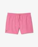 Lacoste, Pantaloni scurti de baie cu snur in talie, Roz, M