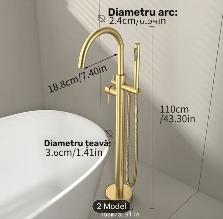 Baterie cada freestanding aurie si argintie