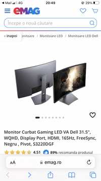 Monitor gaming curbat Dell