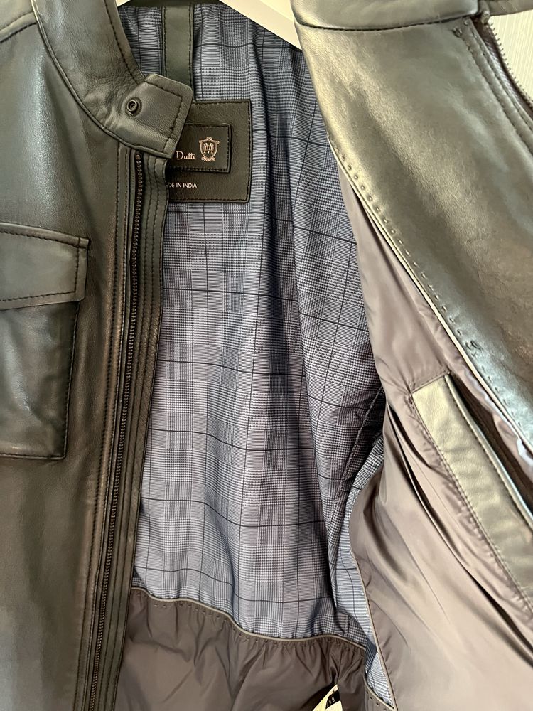 Massimo Dutti geaca piele barbati / jacheta de piele bleumarin