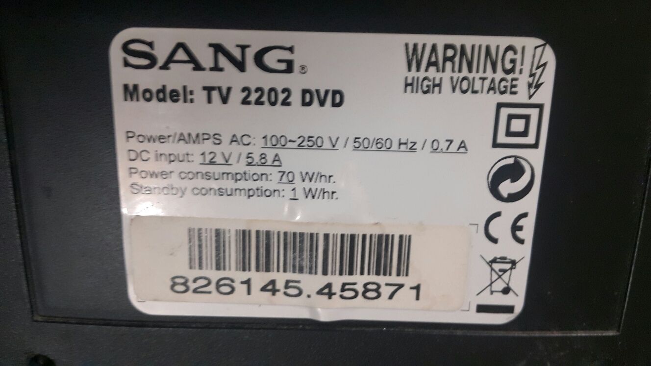 Телевизор Sang TV 2202 с DVD  22 инча 12 волта