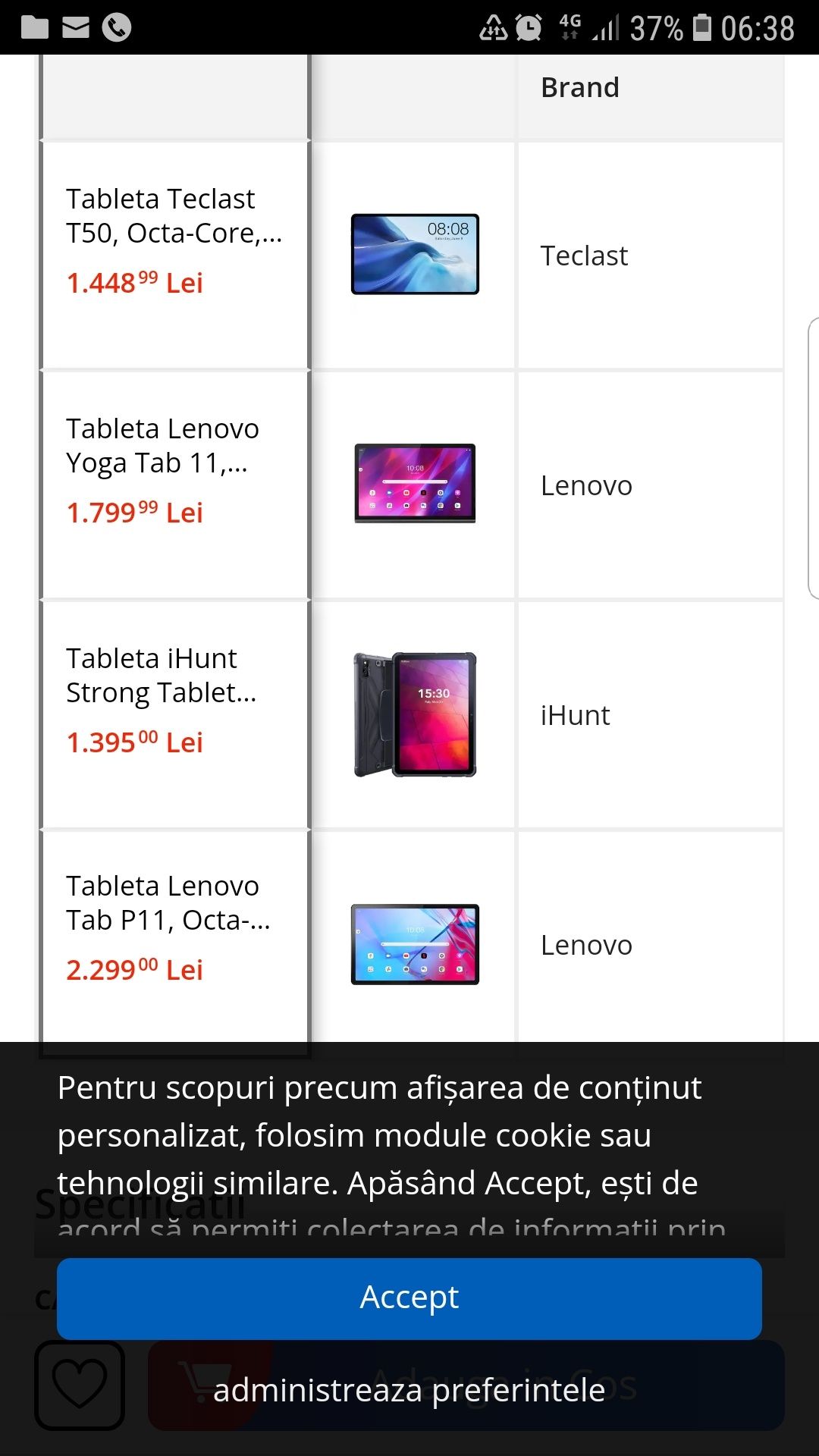 Tableta TECLAST, T 50, 11 inch, 4G, 8/128 gb, Android 12, Nou-Sigilat
