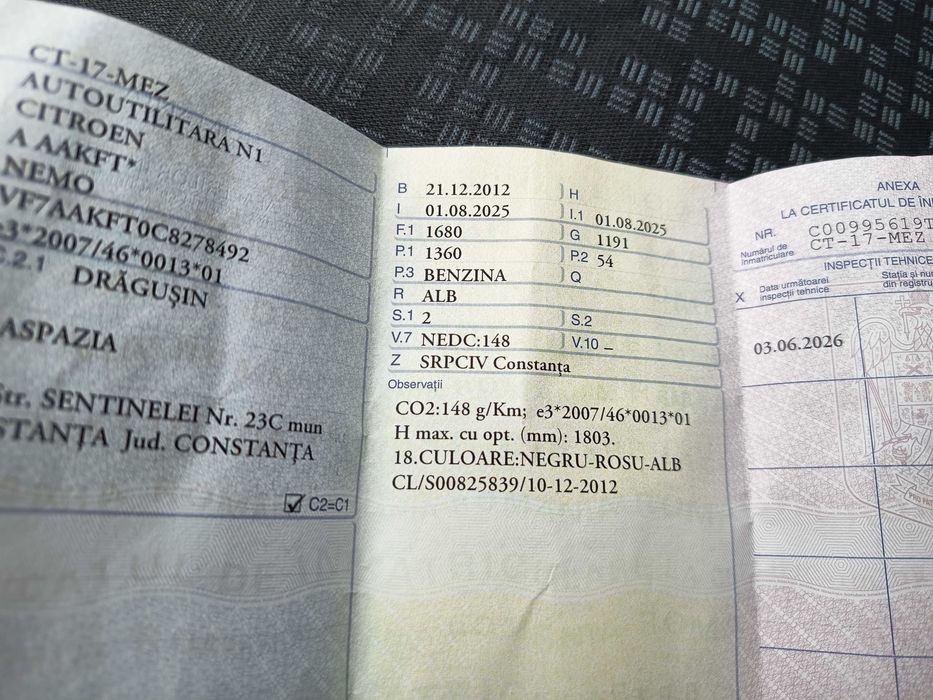 Vând autoutilitara Citroen Nemo an 2012 motor 1.4 benzină