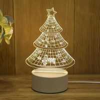 Холограмна 3D LED нощна лампа - Коледна елха