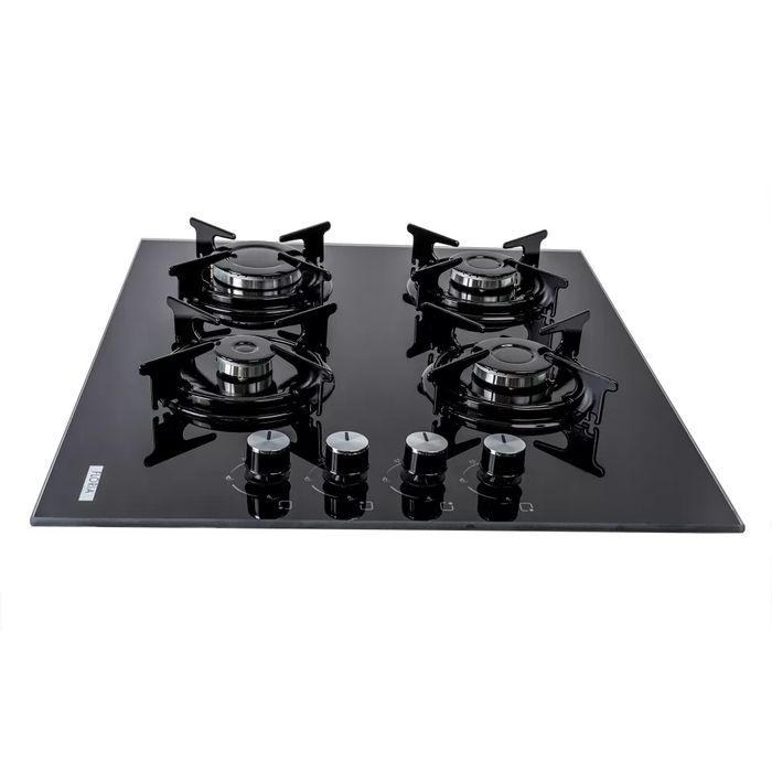 Plita incorporabila pe Gaz cu 4 Arzatoare și sticla neagră
