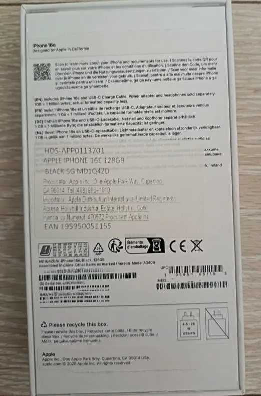 iPhone 16e 128gb negru black NOU SIGILAT GARANTIE 2 ANI, FACTURA