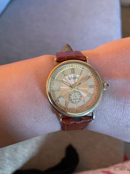 Ceas aur 14k ,curea din piele.Sabrini,Geneve
