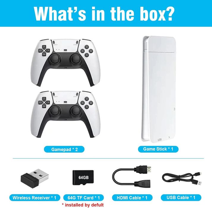 40 000 + игри БЕЗЖИЧНА 3D 4K ретро конзола с джойстици тип PS5 игра