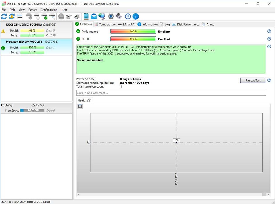 SSD NVMe M.2 2280 Acer Predator GM7000 2 TB NOU