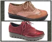 Дамски равни обувки в розово и бордо