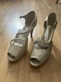 Sandale argintii din piele pentru mireasa/ nunta, marca Veronesse