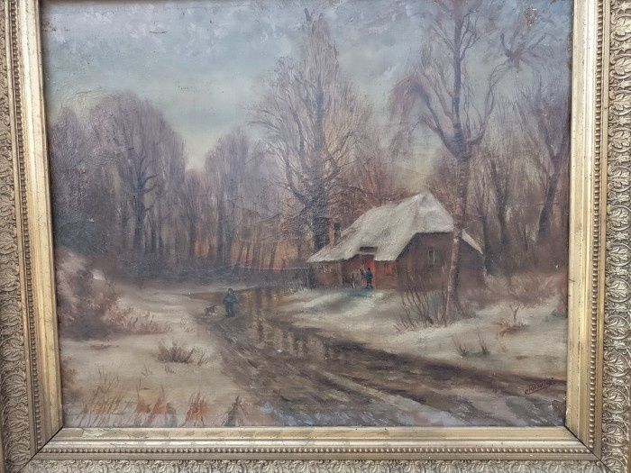 Ulei pe panza o lucrare deosebita semnata încadrată într-o ramă lata d