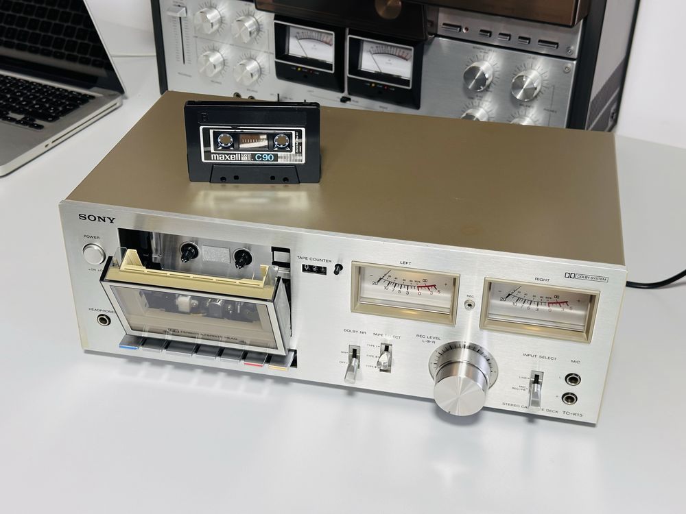 Deck de colecție SONY TC-K15,cap Ferrite,servisat,1979,vu-metre,Japan