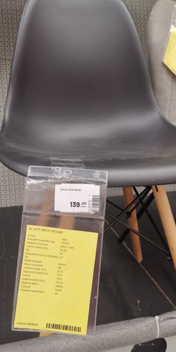 Scaune scandinave negru cu lemn Rico Negru