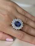 Inel cu safir natural si diamante