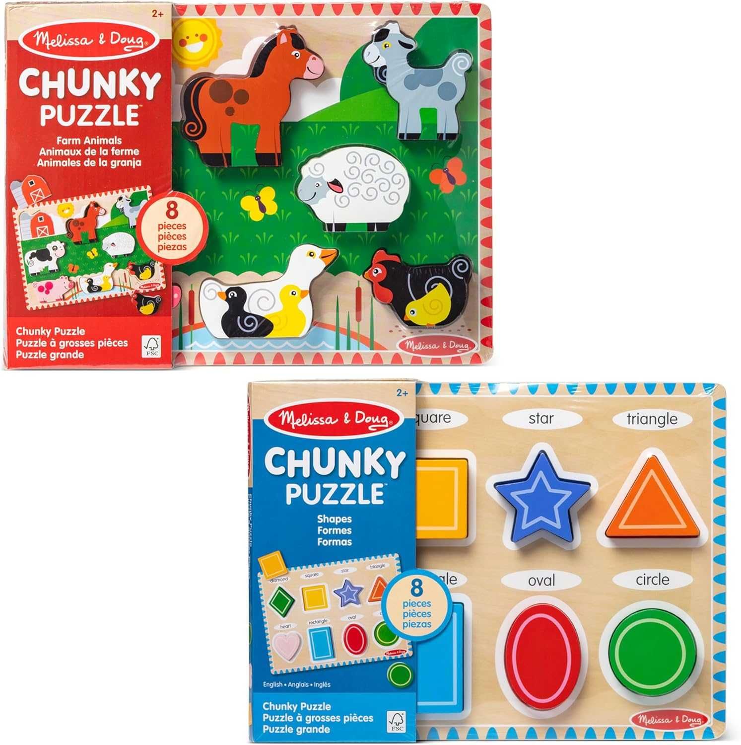 Дървена дъска за активности Дървен пъзел Melissa & Doug - 6 вида