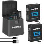 Set 2 acumulatori + incarcator triplu USB-C camera GoPro Hero 13 Black