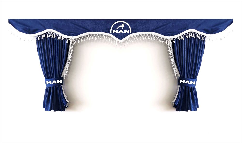 Комплект пердета за камион + кукички сини с бели пискюли