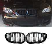 Решетки Бъбреци за BMW 5 серия E60 E61 2003>2010г. Черен Гланц Двойни