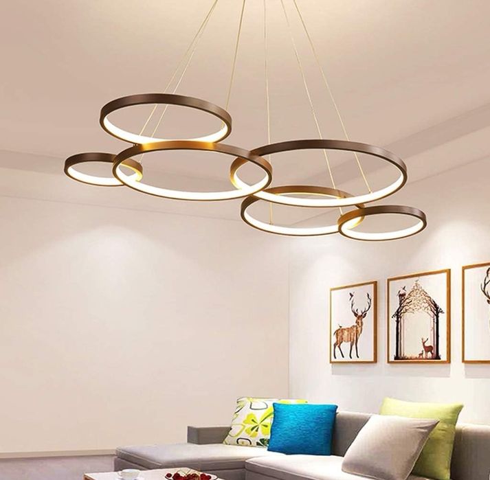 Висяща лампа Модерна LED 88W цвят кафе  лед Димируема с дистанционно