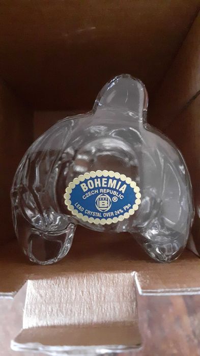 Чешки кристал коте мече фигурка Бохемия, Bohemia Crystal