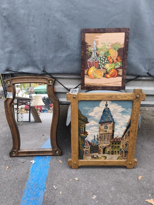 Oglinda vintage ramă lemn