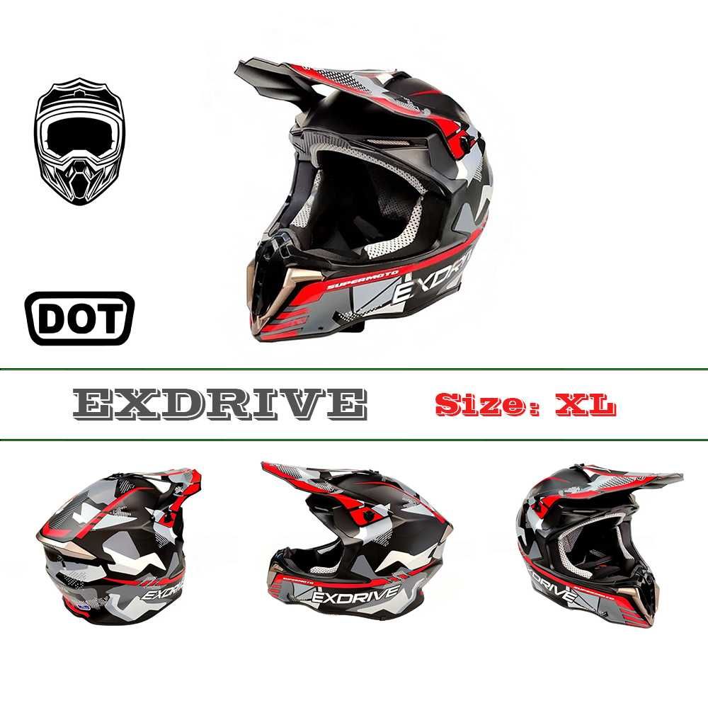 Кросова каска EXDRIVE, Full Face, DOT, Size: XL - Вело, Мото, Скутер
