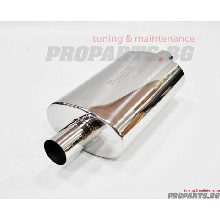 Плоско спортно гърне ауспух с един вход и един изхода 63 мм 76мм