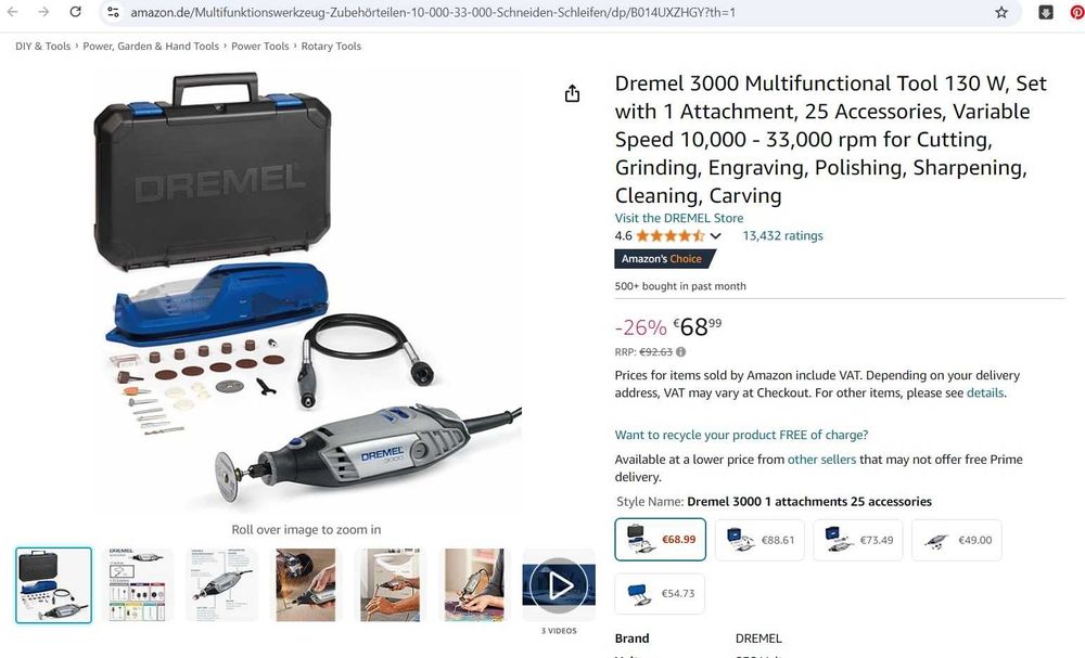 Unealtă multifuncțională Dremel 3000 130 W - pentru reparare/piese