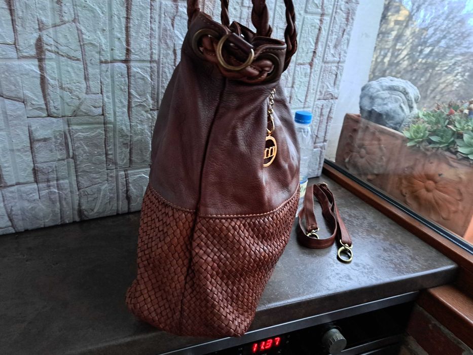 дамска кожена чанта Mia Tomazzi-кафява,кожена торба-естествена кожа