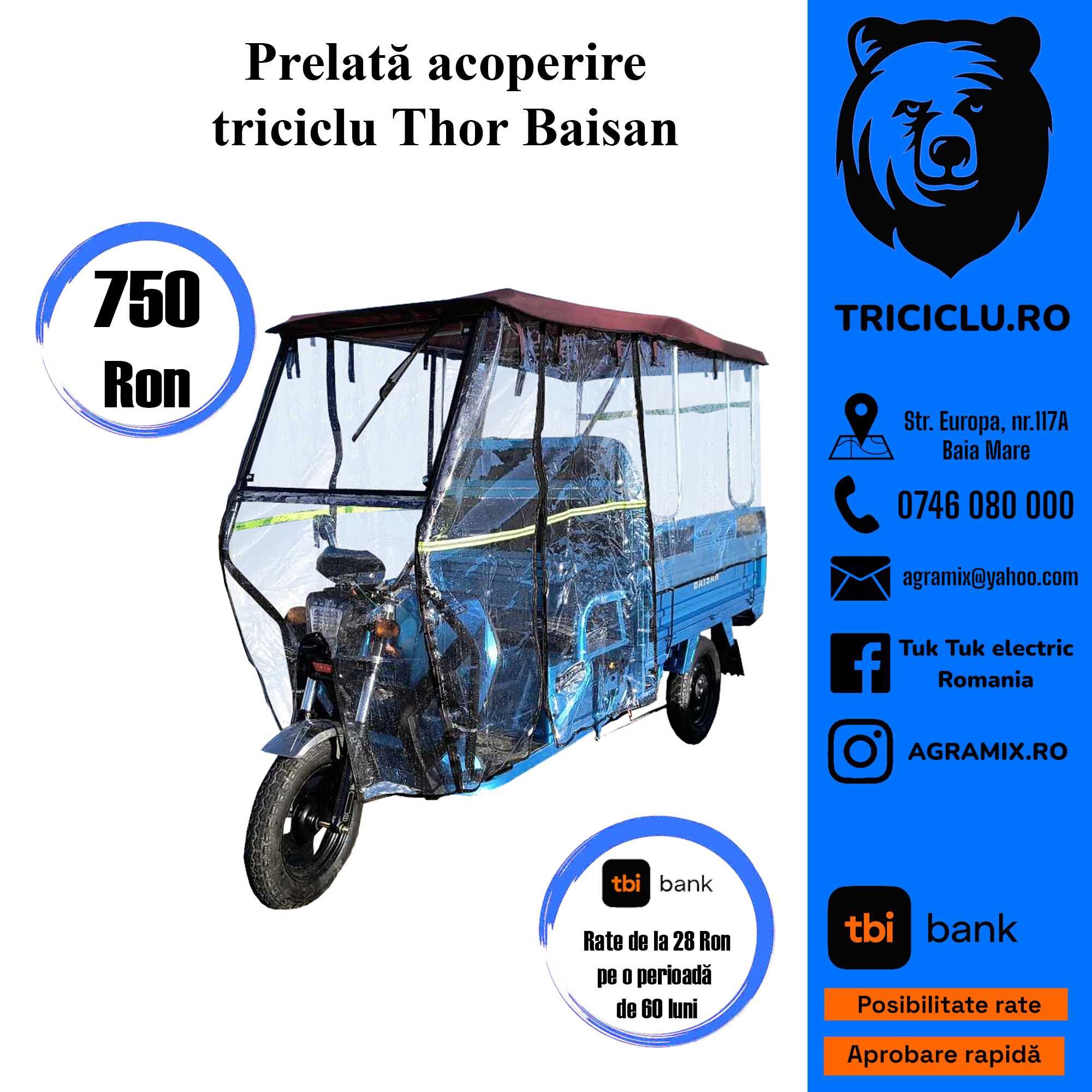 Triciclu NOU electric Thor Baisan motor de 1800W Agramix