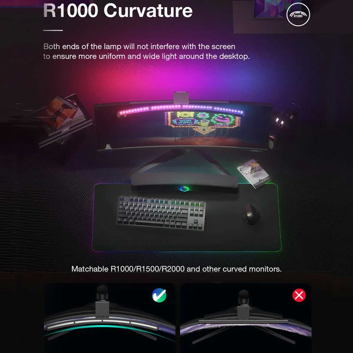 Light bar pentru monitoare curbate
