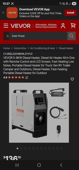 Vand 2 Sobe motorina 8 kW Vevor NOI, 750 lei buc