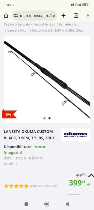 Okuma custom black 3 lansete 3.9+3 mulinete Okuma CB60+rodpod arapaima